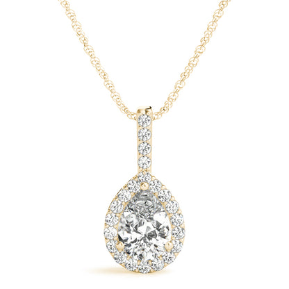 Pear Halo Accented Lab Diamond Necklace