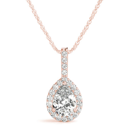 Pear Halo Accented Lab Diamond Necklace