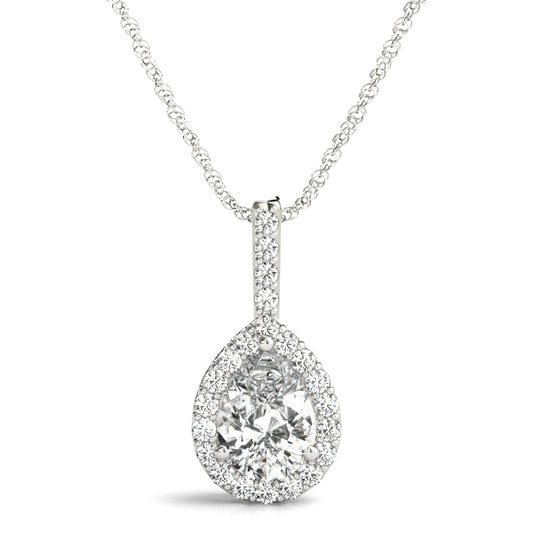 Pear Halo Accented Lab Diamond Necklace