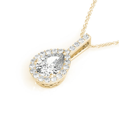 Pear Halo Accented Lab Diamond Necklace
