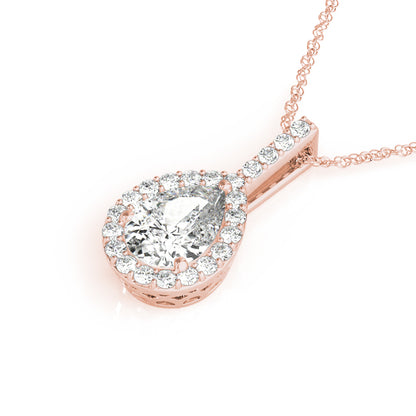 Pear Halo Accented Lab Diamond Necklace