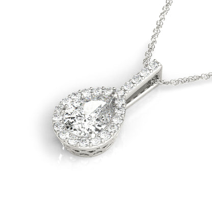Pear Halo Accented Lab Diamond Necklace