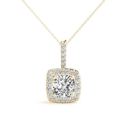 Cushion Halo Accented Lab Diamond Necklace