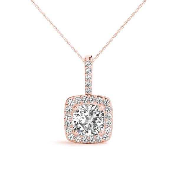 Cushion Halo Accented Lab Diamond Necklace