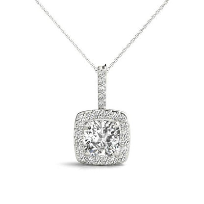 Cushion Halo Accented Lab Diamond Necklace