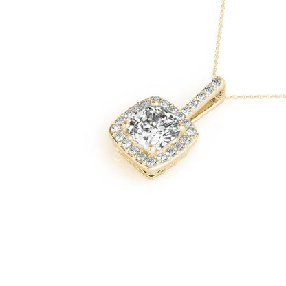 Cushion Halo Accented Lab Diamond Necklace