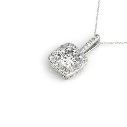 Cushion Halo Accented Lab Diamond Necklace