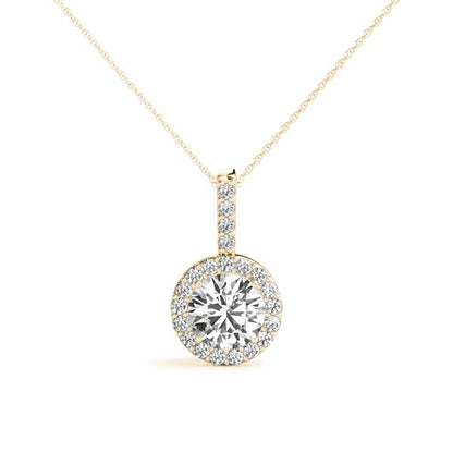 Round Halo Accented Lab Diamond Necklace