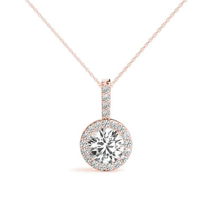 Round Halo Accented Lab Diamond Necklace