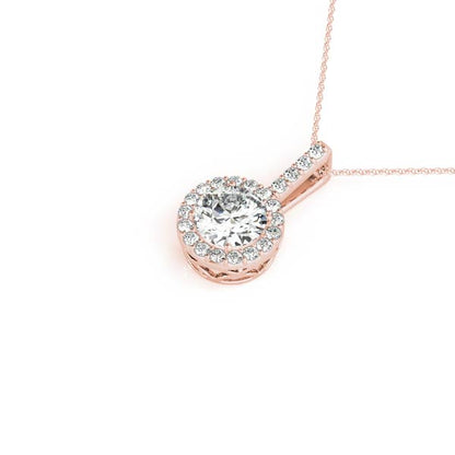 Round Halo Accented Lab Diamond Necklace