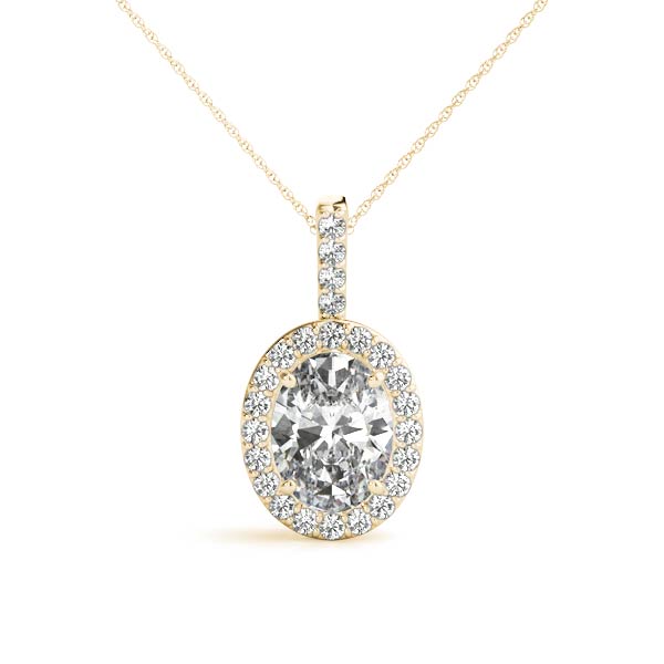 Oval Halo Accented Lab Diamond Necklace