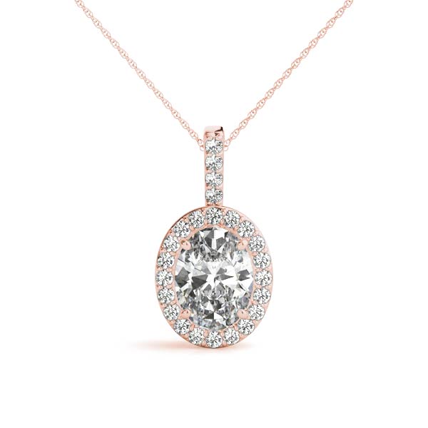 Oval Halo Accented Lab Diamond Necklace