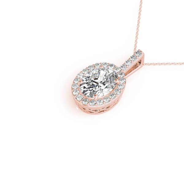 Oval Halo Accented Lab Diamond Necklace