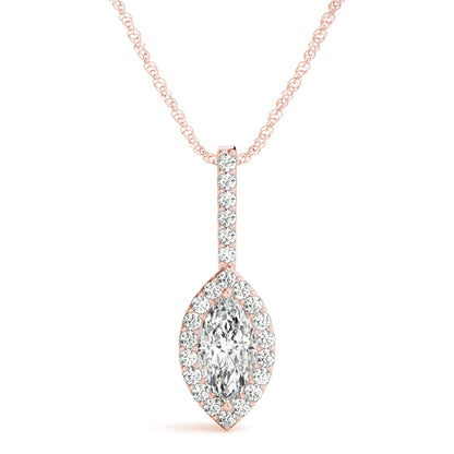 Marquise Halo Accented Lab Diamond Necklace