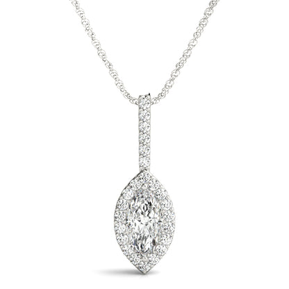 Marquise Halo Accented Lab Diamond Necklace
