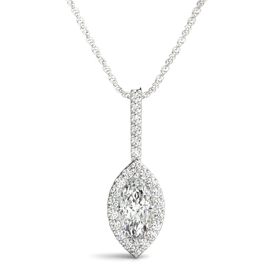 Marquise Halo Accented Lab Diamond Necklace