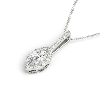 Marquise Halo Accented Lab Diamond Necklace