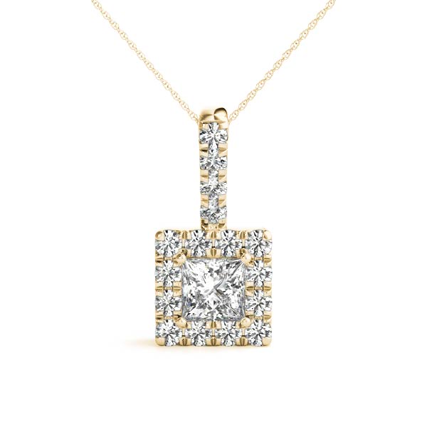 Princess Halo Accented Lab Diamond Necklace