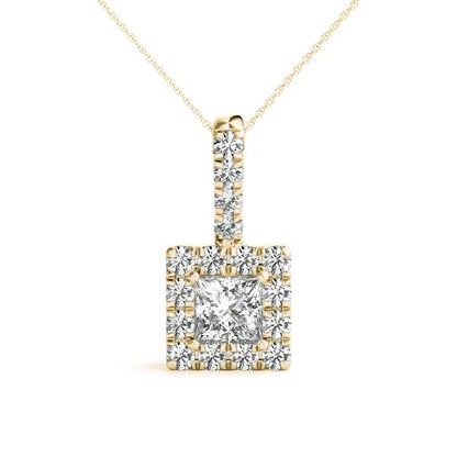 Princess Halo Accented Lab Diamond Necklace
