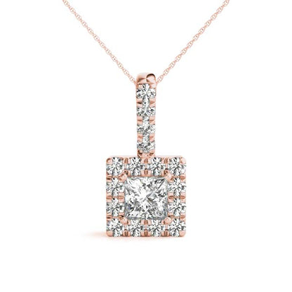 Princess Halo Accented Lab Diamond Necklace