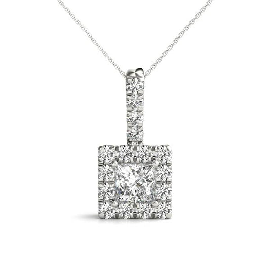 Princess Halo Accented Lab Diamond Necklace