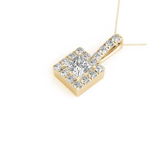 Princess Halo Accented Lab Diamond Necklace