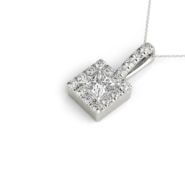 Princess Halo Accented Lab Diamond Necklace