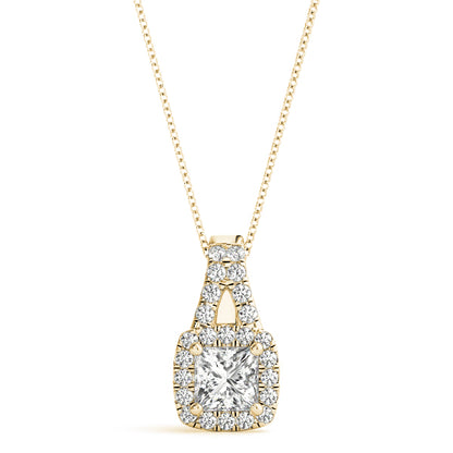 Princess Halo Accented Modified Lab Diamond Necklace