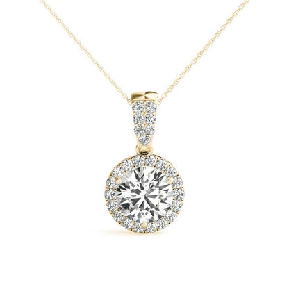 Round Halo Accented Modified Lab Diamond Necklace