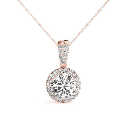 Round Halo Accented Modified Lab Diamond Necklace