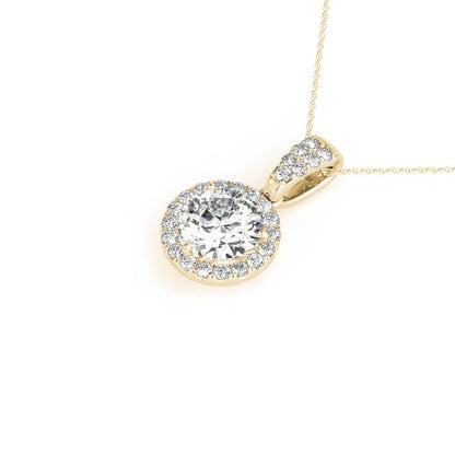Round Halo Accented Modified Lab Diamond Necklace
