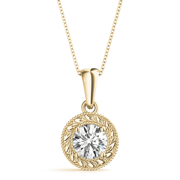 Round Lab Diamond Unique 4-Prong Bezel Necklace