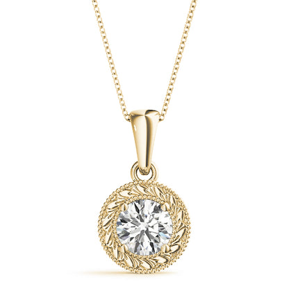 Round Lab Diamond Unique 4-Prong Bezel Necklace
