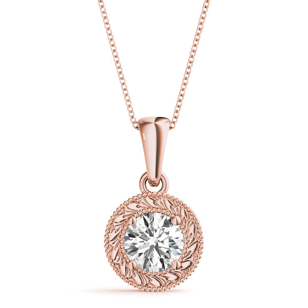 Round Lab Diamond Unique 4-Prong Bezel Necklace