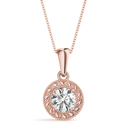 Round Lab Diamond Unique 4-Prong Bezel Necklace