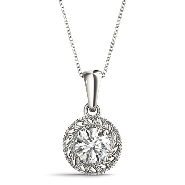 Round Lab Diamond Unique 4-Prong Bezel Necklace