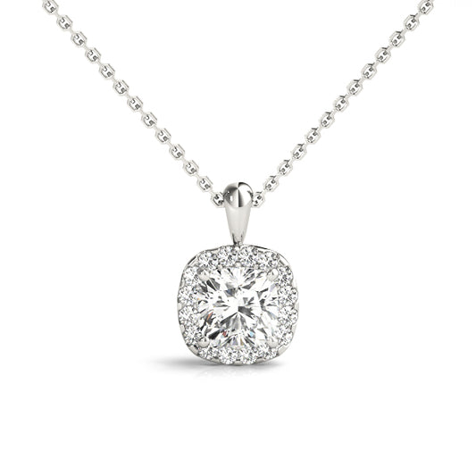 Cushion Halo Lab Diamond Necklace