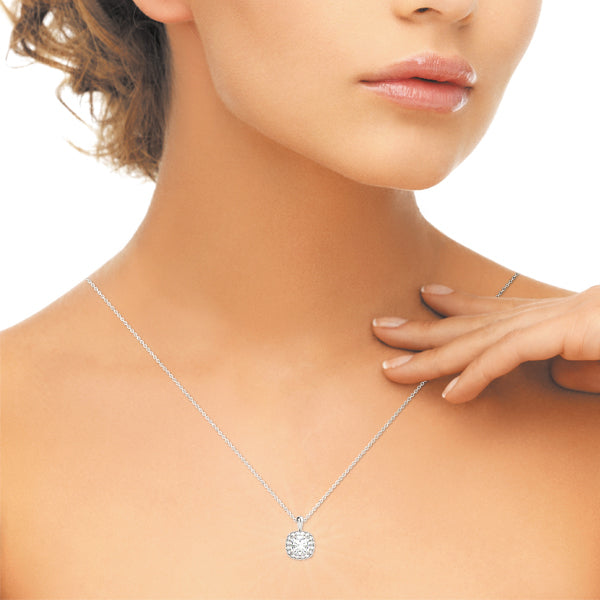 Cushion Halo Lab Diamond Necklace