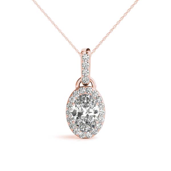 Oval Halo Accented Swivel-Bail Lab Diamond Necklace