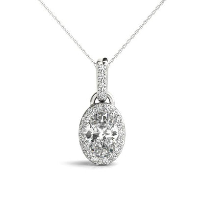 Oval Halo Accented Swivel-Bail Lab Diamond Necklace