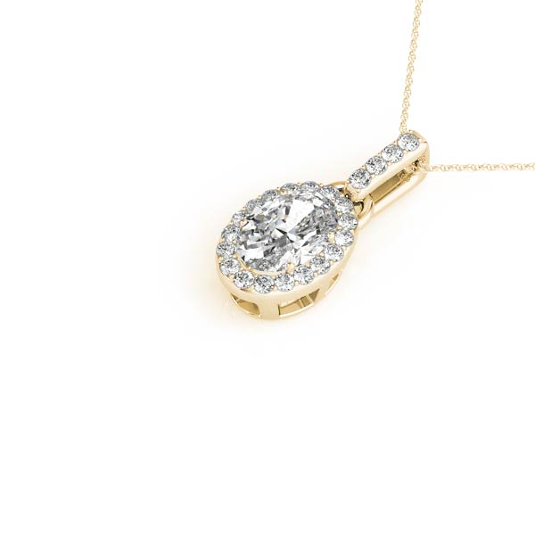 Oval Halo Accented Swivel-Bail Lab Diamond Necklace