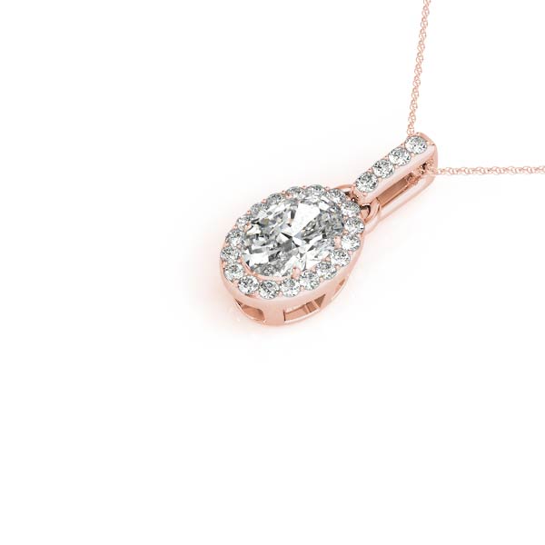 Oval Halo Accented Swivel-Bail Lab Diamond Necklace