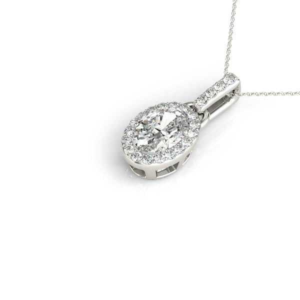 Oval Halo Accented Swivel-Bail Lab Diamond Necklace