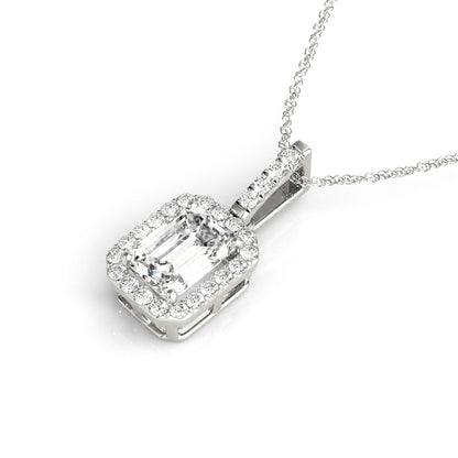 Emerald Halo Accented Lab Diamond Necklace