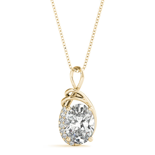 Oval Designer Halo Accented Lab Diamond Necklace