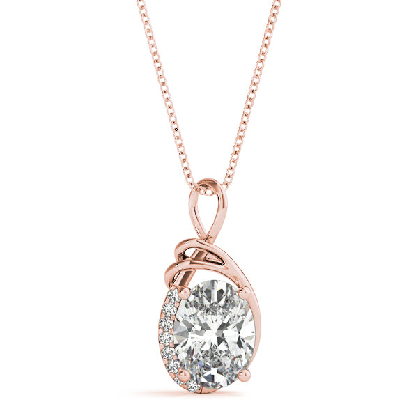 Oval Designer Halo Accented Lab Diamond Necklace