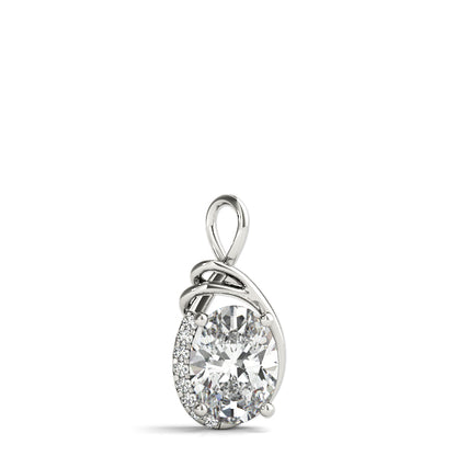 Oval Designer Halo Accented Lab Diamond Necklace