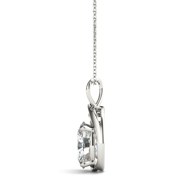 Oval Designer Halo Accented Lab Diamond Necklace