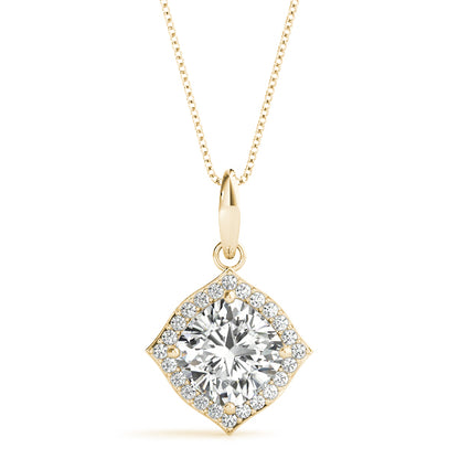 Cushion Halo Lab Diamond Corner-Set Necklace
