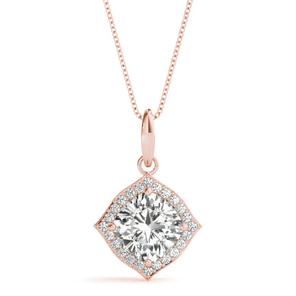 Cushion Halo Lab Diamond Corner-Set Necklace
